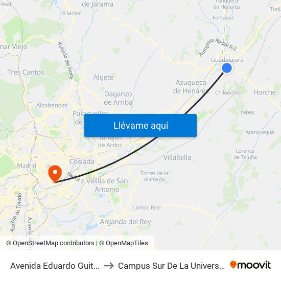 Avenida Eduardo Guitián (Centro Comercial) to Campus Sur De La Universidad Politécnica De Madrid map