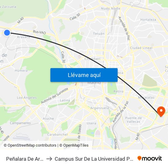 Peñalara De Aravaca Nº7 to Campus Sur De La Universidad Politécnica De Madrid map