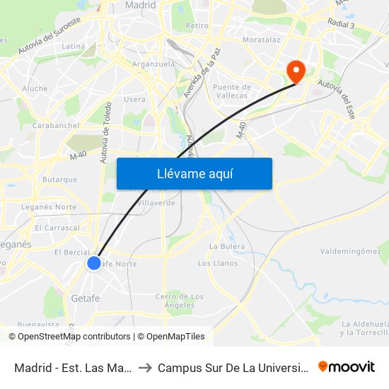 Madrid - Est. Las Margaritas Universidad to Campus Sur De La Universidad Politécnica De Madrid map