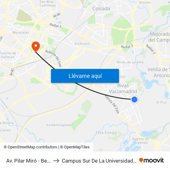 Av. Pilar Miró - Bernardo Atxaga to Campus Sur De La Universidad Politécnica De Madrid map