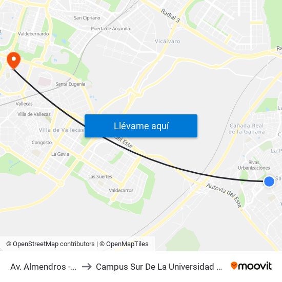 Av. Almendros - Integración to Campus Sur De La Universidad Politécnica De Madrid map