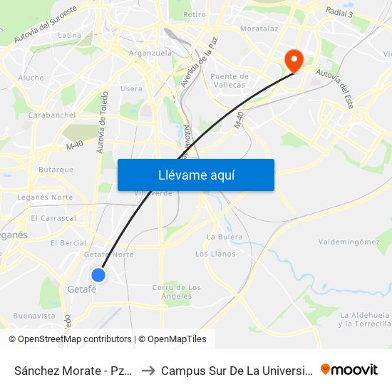 Sánchez Morate - Pza. Jesús Jiménez Díaz to Campus Sur De La Universidad Politécnica De Madrid map