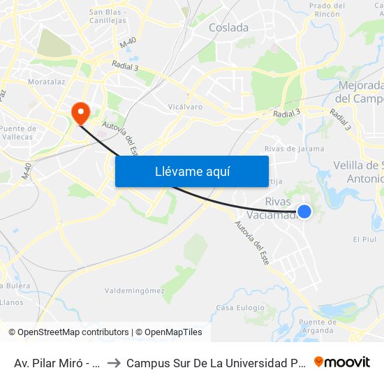 Av. Pilar Miró - Jovellanos to Campus Sur De La Universidad Politécnica De Madrid map
