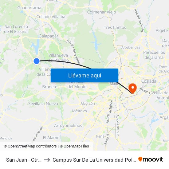 San Juan - Ctra. M-510 to Campus Sur De La Universidad Politécnica De Madrid map