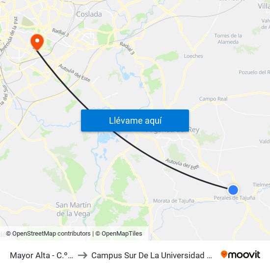 Mayor Alta - C.º De La Rana to Campus Sur De La Universidad Politécnica De Madrid map