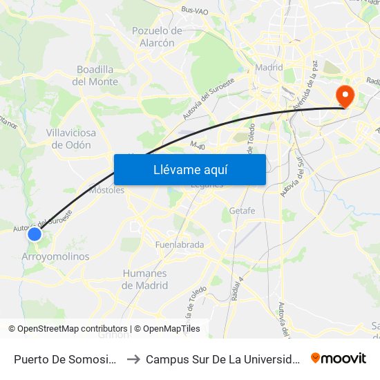 Puerto De Somosierra - Ctra. M-413 to Campus Sur De La Universidad Politécnica De Madrid map