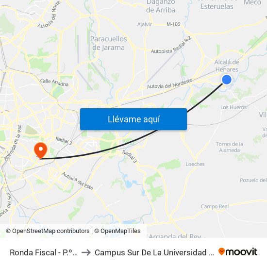 Ronda Fiscal - P.º Las Moreras to Campus Sur De La Universidad Politécnica De Madrid map