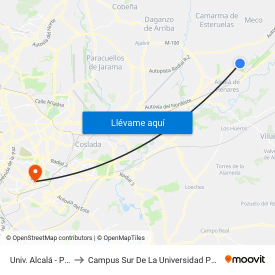 Univ. Alcalá - Politécnico to Campus Sur De La Universidad Politécnica De Madrid map