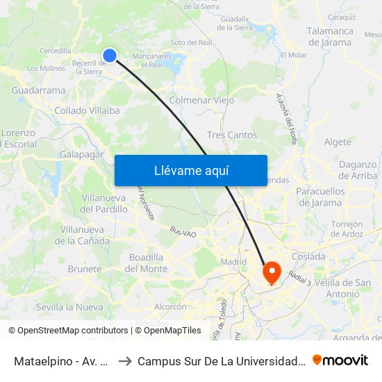 Mataelpino - Av. De Los Linares to Campus Sur De La Universidad Politécnica De Madrid map