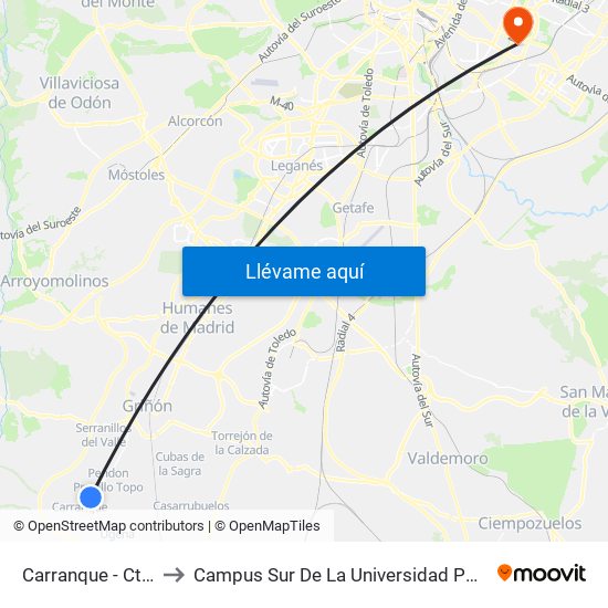 Carranque - Ctra. Griñón to Campus Sur De La Universidad Politécnica De Madrid map
