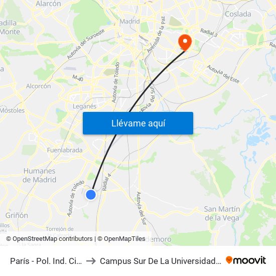 París - Pol. Ind. Ciudad De Parla to Campus Sur De La Universidad Politécnica De Madrid map