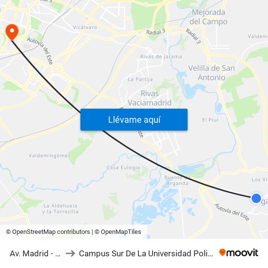 Av. Madrid - La Perla to Campus Sur De La Universidad Politécnica De Madrid map