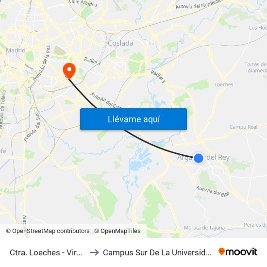 Ctra. Loeches - Virgen De Guadalupe to Campus Sur De La Universidad Politécnica De Madrid map