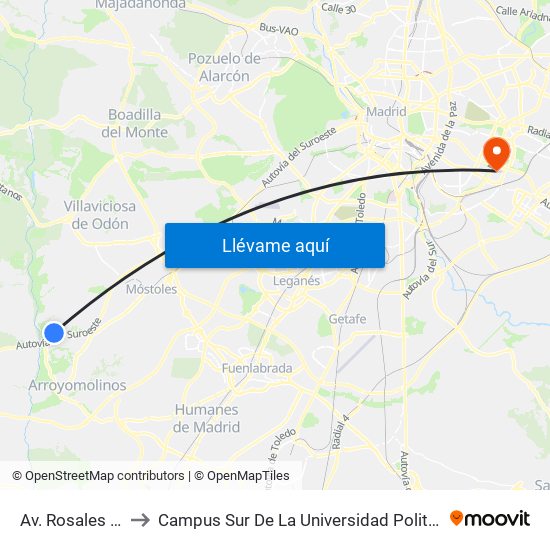 Av. Rosales - Laurel to Campus Sur De La Universidad Politécnica De Madrid map