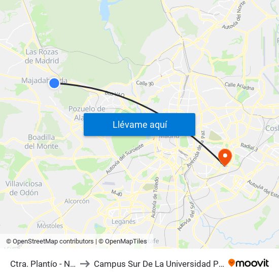 Ctra. Plantío - Novotiendas to Campus Sur De La Universidad Politécnica De Madrid map