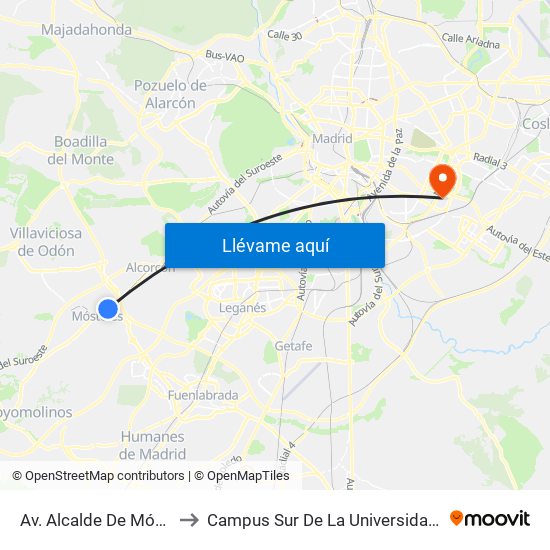 Av. Alcalde De Móstoles - Bécquer to Campus Sur De La Universidad Politécnica De Madrid map
