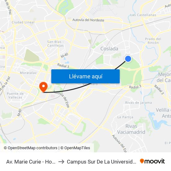 Av. Marie Curie - Hospital Del Henares to Campus Sur De La Universidad Politécnica De Madrid map
