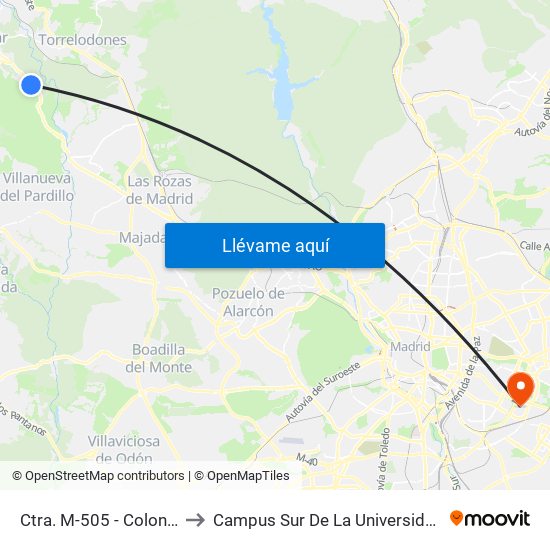 Ctra. M-505 - Colonia Pto. Galapagar to Campus Sur De La Universidad Politécnica De Madrid map