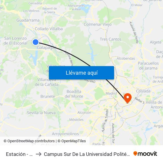 Estación - Nueve to Campus Sur De La Universidad Politécnica De Madrid map