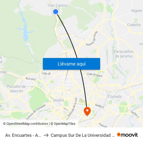 Av. Encuartes - Av. Labradores to Campus Sur De La Universidad Politécnica De Madrid map