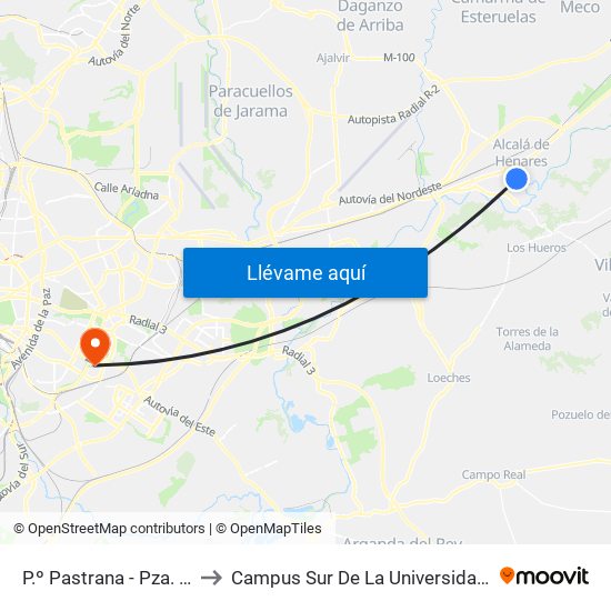P.º Pastrana - Pza. Puerta Del Vado to Campus Sur De La Universidad Politécnica De Madrid map