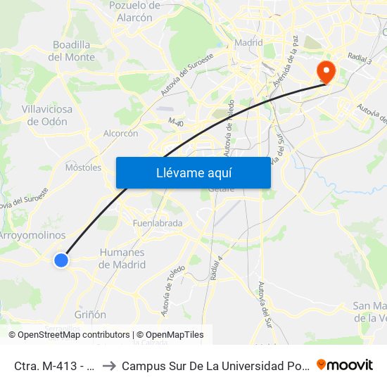 Ctra. M-413 - Cerámica to Campus Sur De La Universidad Politécnica De Madrid map