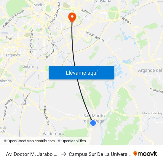 Av. Doctor M. Jarabo - Fray Bartolomé Casas to Campus Sur De La Universidad Politécnica De Madrid map