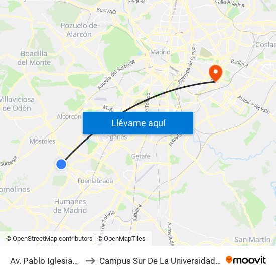 Av. Pablo Iglesias - Av. Libertad to Campus Sur De La Universidad Politécnica De Madrid map