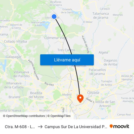 Ctra. M-608 - Los Cerrillos to Campus Sur De La Universidad Politécnica De Madrid map