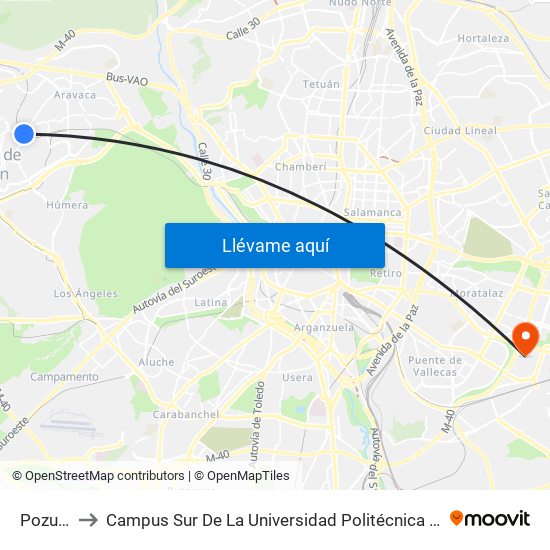 Pozuelo to Campus Sur De La Universidad Politécnica De Madrid map