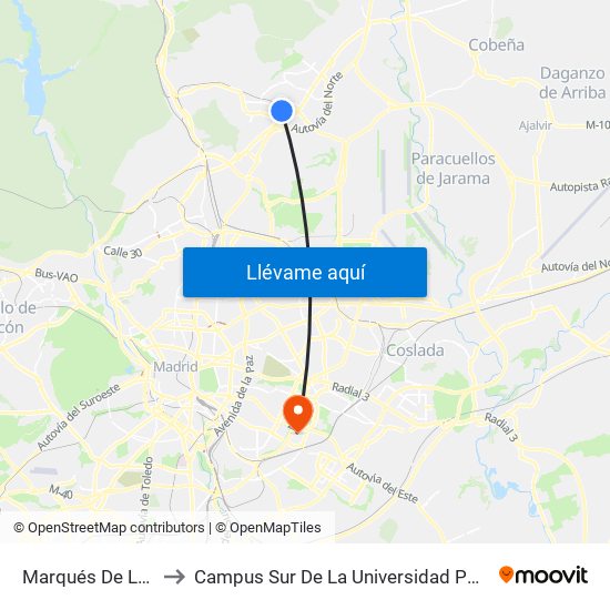 Marqués De La Valdavia to Campus Sur De La Universidad Politécnica De Madrid map
