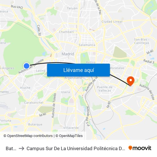 Batán to Campus Sur De La Universidad Politécnica De Madrid map