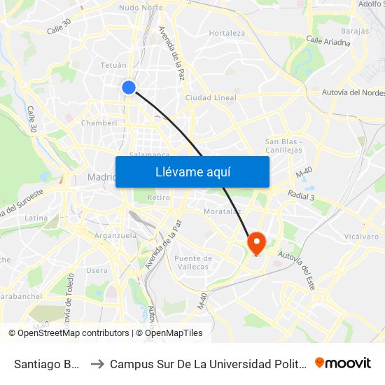 Santiago Bernabéu to Campus Sur De La Universidad Politécnica De Madrid map