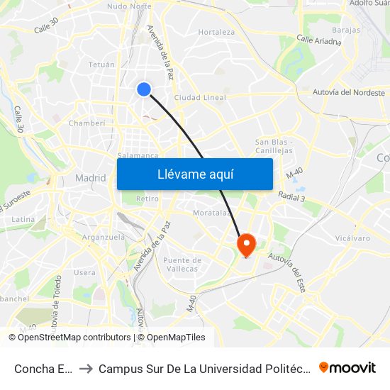 Concha Espina to Campus Sur De La Universidad Politécnica De Madrid map