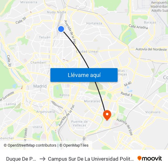 Duque De Pastrana to Campus Sur De La Universidad Politécnica De Madrid map