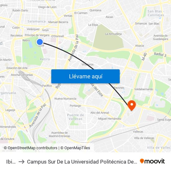 Ibiza to Campus Sur De La Universidad Politécnica De Madrid map