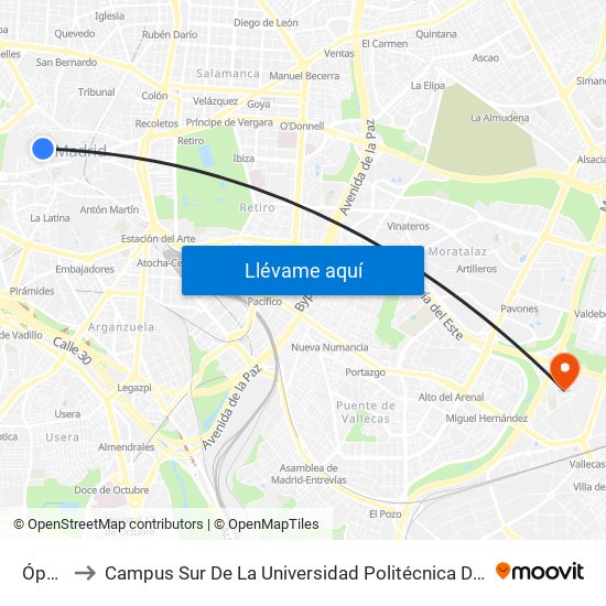 Ópera to Campus Sur De La Universidad Politécnica De Madrid map