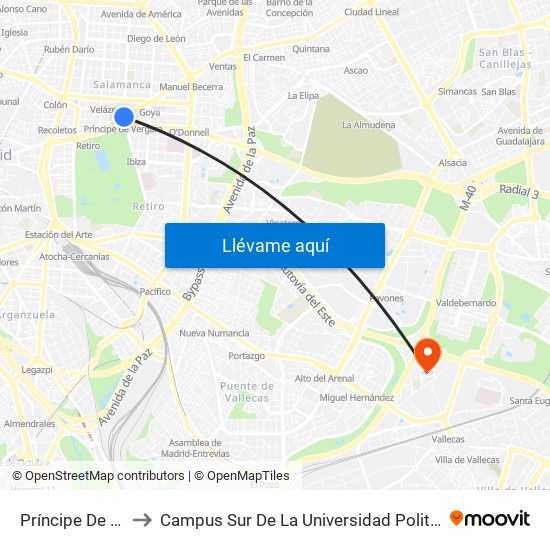 Príncipe De Vergara to Campus Sur De La Universidad Politécnica De Madrid map