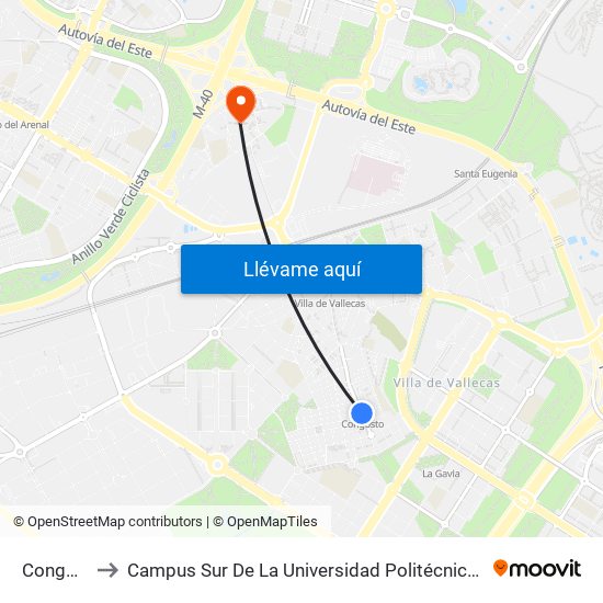 Congosto to Campus Sur De La Universidad Politécnica De Madrid map