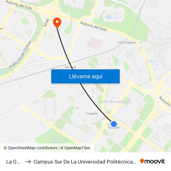 La Gavia to Campus Sur De La Universidad Politécnica De Madrid map