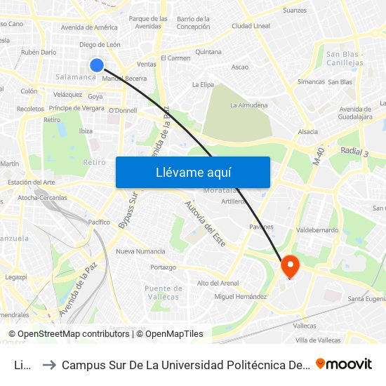 Lista to Campus Sur De La Universidad Politécnica De Madrid map