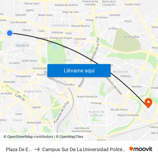 Plaza De España to Campus Sur De La Universidad Politécnica De Madrid map