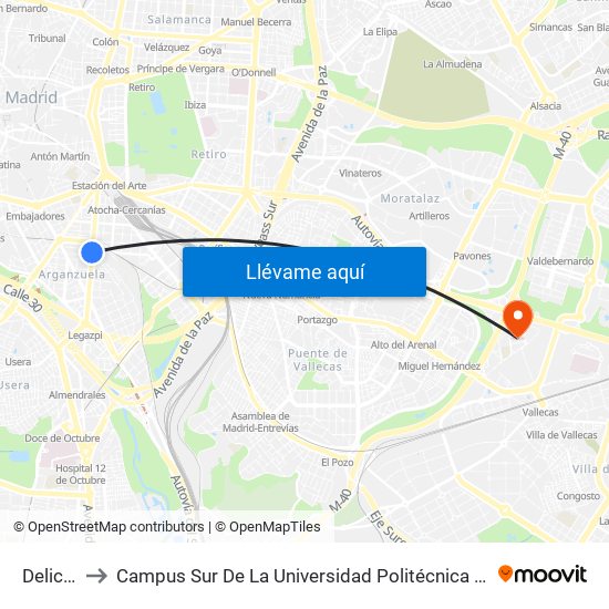 Delicias to Campus Sur De La Universidad Politécnica De Madrid map