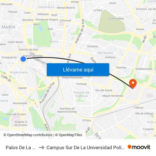 Palos De La Frontera to Campus Sur De La Universidad Politécnica De Madrid map