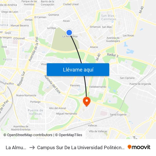La Almudena to Campus Sur De La Universidad Politécnica De Madrid map