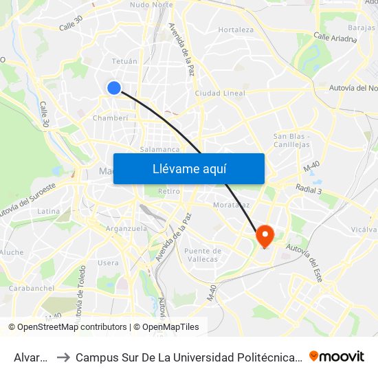 Alvarado to Campus Sur De La Universidad Politécnica De Madrid map