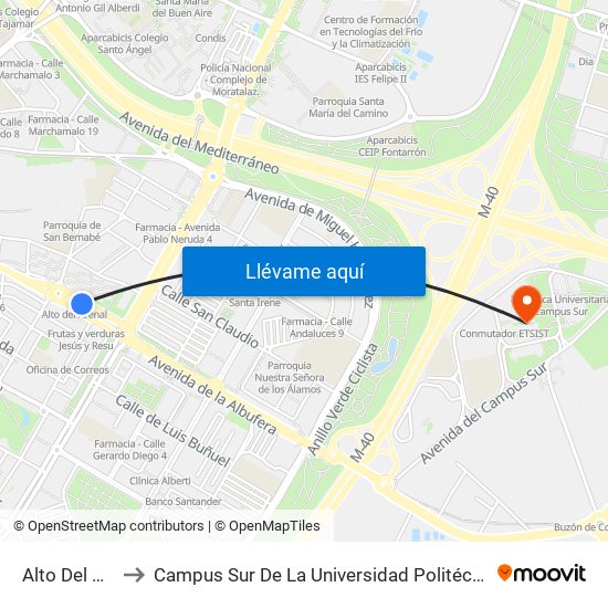 Alto Del Arenal to Campus Sur De La Universidad Politécnica De Madrid map