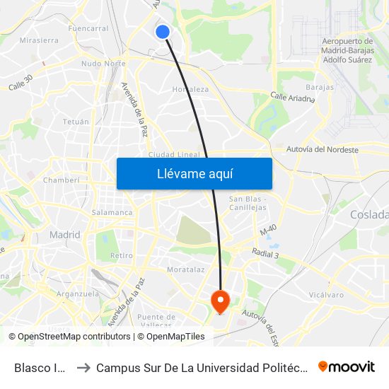 Blasco Ibáñez to Campus Sur De La Universidad Politécnica De Madrid map