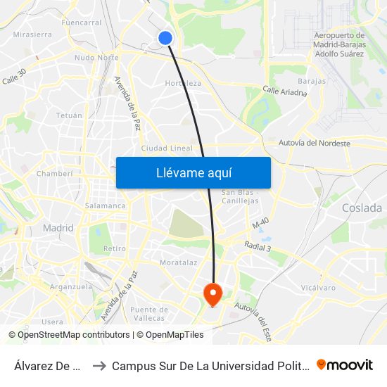 Álvarez De Villaamil to Campus Sur De La Universidad Politécnica De Madrid map