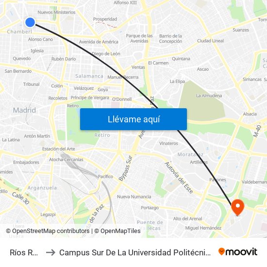 Ríos Rosas to Campus Sur De La Universidad Politécnica De Madrid map
